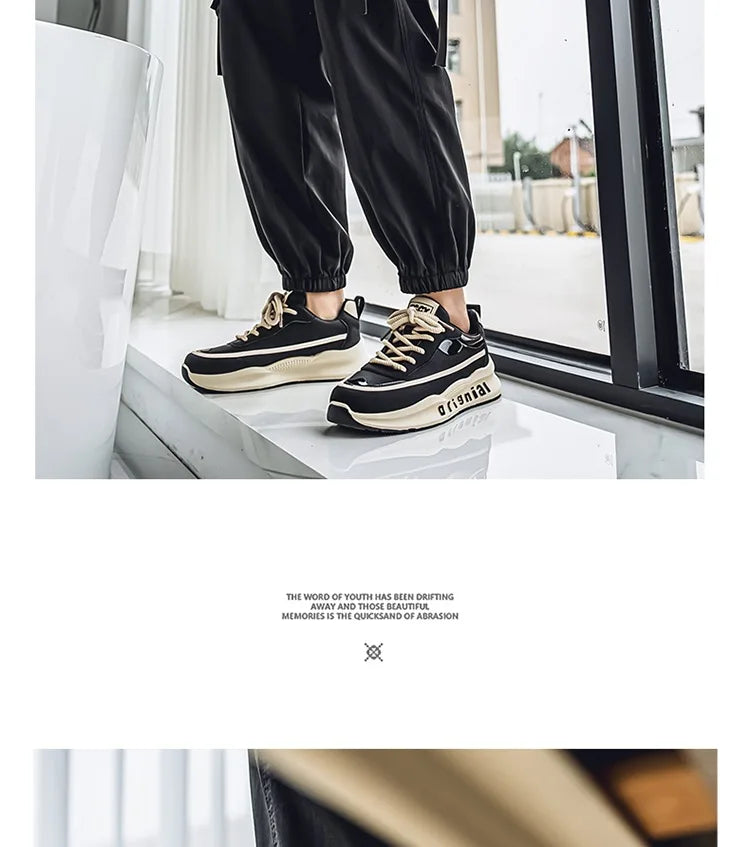 New Sneakers Men Wear Resistant Anti Slip Breathable Running Shoes Thick Soled Height Boosting Casual Shoes Zapatos Para Hombres