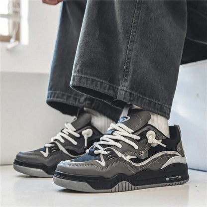Men's Vulcanized Shoes Trendy Personalized Teenagers Casual Shoes Round Toe Lace-Up Plus Size Platform Shoes Men Shose For Sale