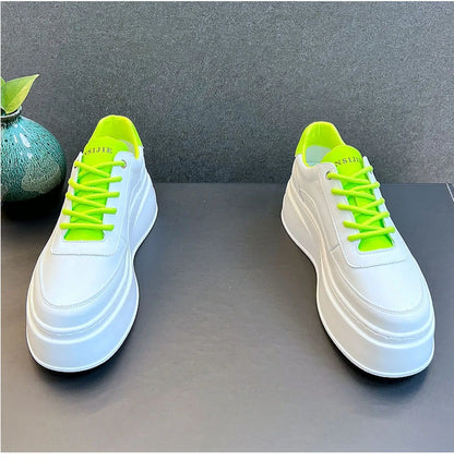 Men's Height Increasing Shoes  New White Fashion Breathable Thick Soled Flat Shoes Trend Versatile Casual Board Shoes man