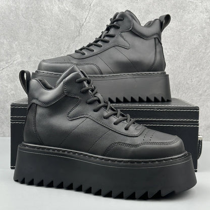 2025 New Mens Shoes High Top Male Sneakers Leather Platform Shoes Comfortable Outdoor Men Running Shoes Breathable Tenis Hombres