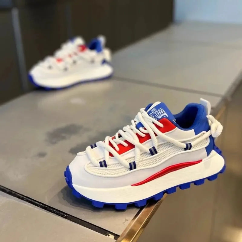 Mesh breathable dad shoes 2024 latest versatile casual sports shoes with thick soles and elevated height for men's running shoes