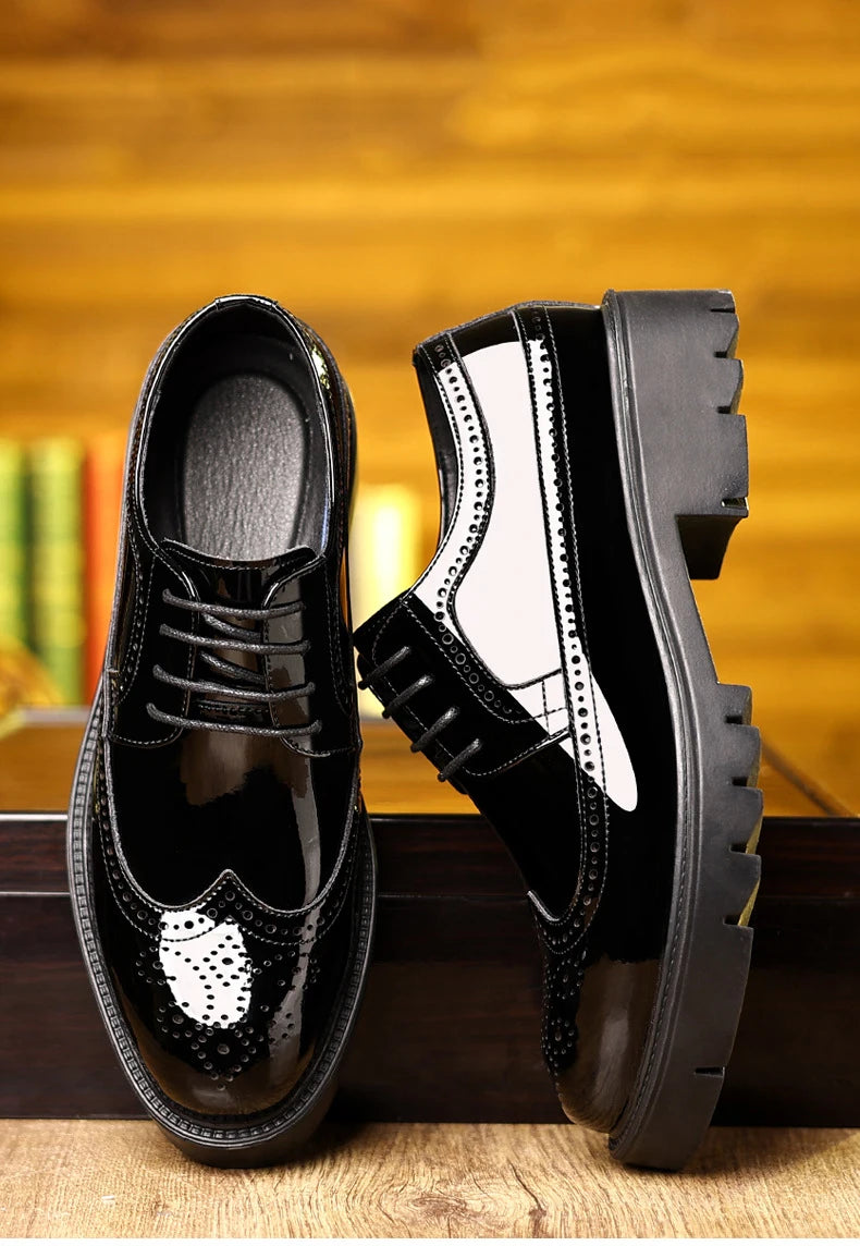 New Men Dress Shoes Elevator Shoes Genuine Leather Increase Business Lift Shoes Bright Upper For Man 8cm 10cm Heightening Shoes