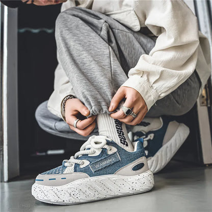 Chunky Men Canvas Sneakers Tennis Man Trend 2023 Casual Skateboarder Shoes Black Man Autumn Comfort Anti Slip Mens Footwear Rest