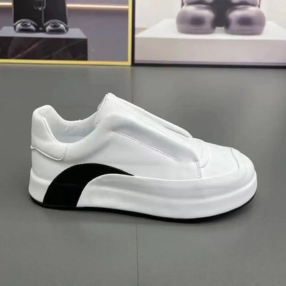 Sneakers Casual Men Cover Bottom Board Shoes Fashion Easy Matching Leather Fabric Breathable Increased Internal Platform Shoes