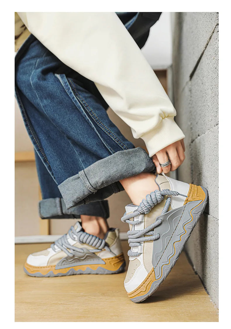 Men Casual Sneaker New Plush Lining White Sports Shoes Anti Slip Comfort Male Students Running Thick Soled Lace Up Shoes