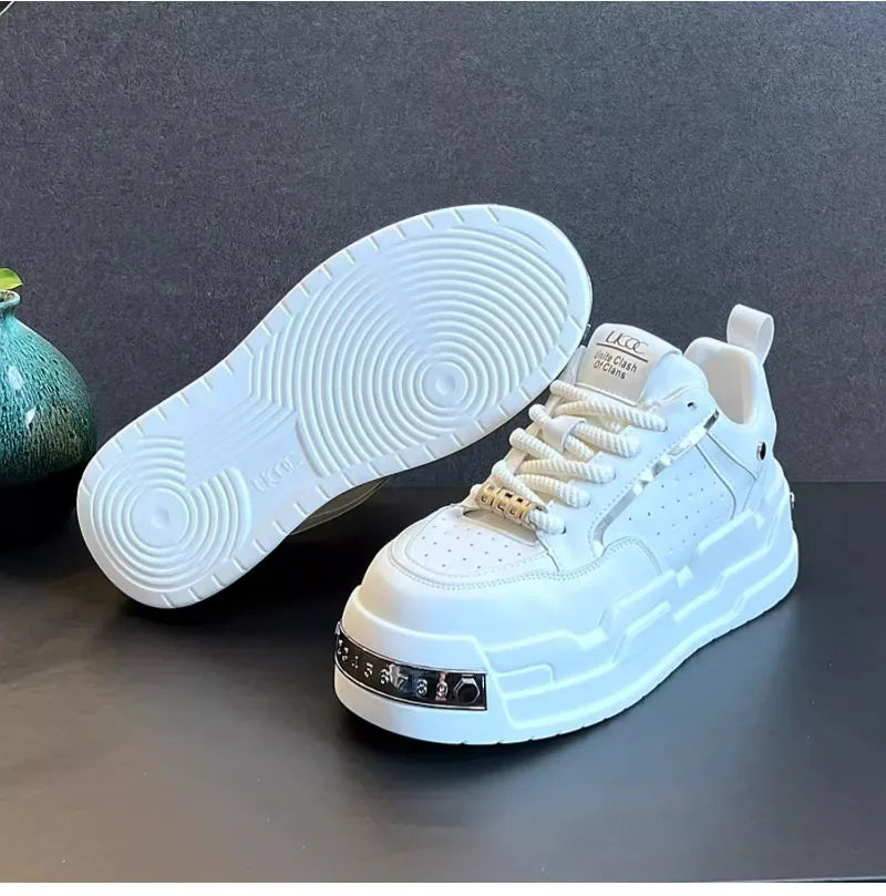 New Arrival Men Fashion Personalized and Trendy Yellow Shoes Spring Autumn Luxury Designer Metal Decoration Chunky Sneakers
