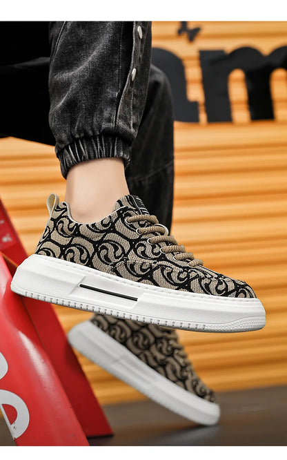 Sneakers Men New Fashion Prints Men's Platform Canvas Shoes Low Top Designer Casual Loafers Flat Vulcanized Shoes Men Footwear