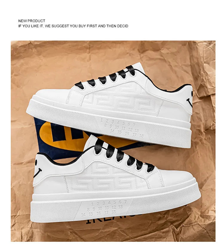 2025 Spring Autumn New Men's Shoes Breathable Comfortable White Shoes Men's Platform Sneakers Lace-up Casual Sports Shoes