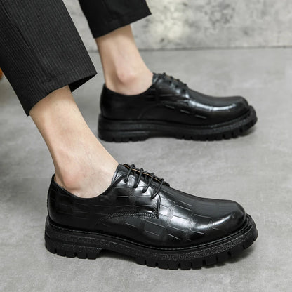 2024 Men's Thick soled Oxford Shoes Fashion Versatile Breathable Office Classic Business Luxury Designer Formal Crocodile Shoes