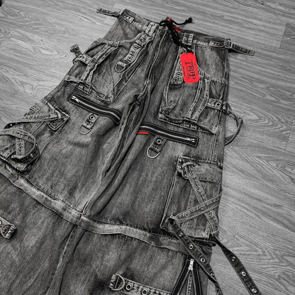 Vintage Heavy Jeans Y2K Clothes Men Women Harajuku Hip Hop Multi Pocket Washed Distressed Baggy Jeans Oversized Wide Leg Trouser