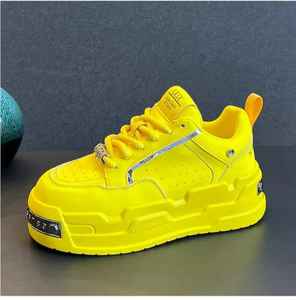 New Arrival Men Fashion Personalized and Trendy Yellow Shoes Spring Autumn Luxury Designer Metal Decoration Chunky Sneakers