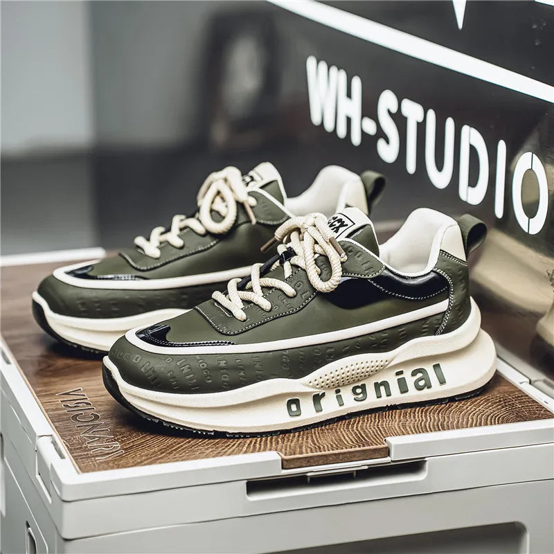 New Sneakers Men Wear Resistant Anti Slip Breathable Running Shoes Thick Soled Height Boosting Casual Shoes Zapatos Para Hombres