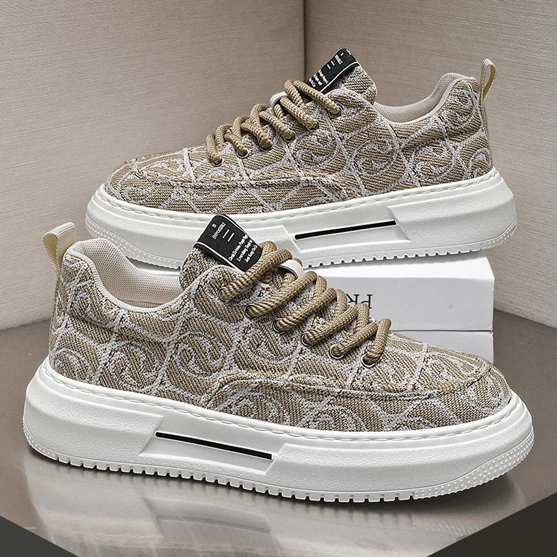 Sneakers Men New Fashion Prints Men's Platform Canvas Shoes Low Top Designer Casual Loafers Flat Vulcanized Shoes Men Footwear