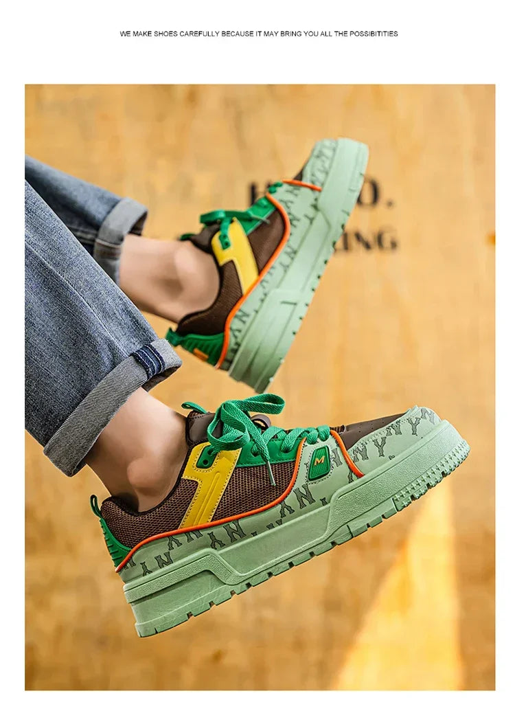 2025 New Spring Shoes for Men Thick Soles Increase Board Shoes All Casual Sports Shoes Fashion Trend Ins Men Board Shoes