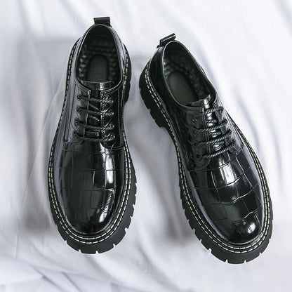 Fashion Thick Bottom Man Oxford Footwear Lace-Up Outdoor Male Shoes Fashion Casual Shoes Artificial Leather Mens Business Shoes