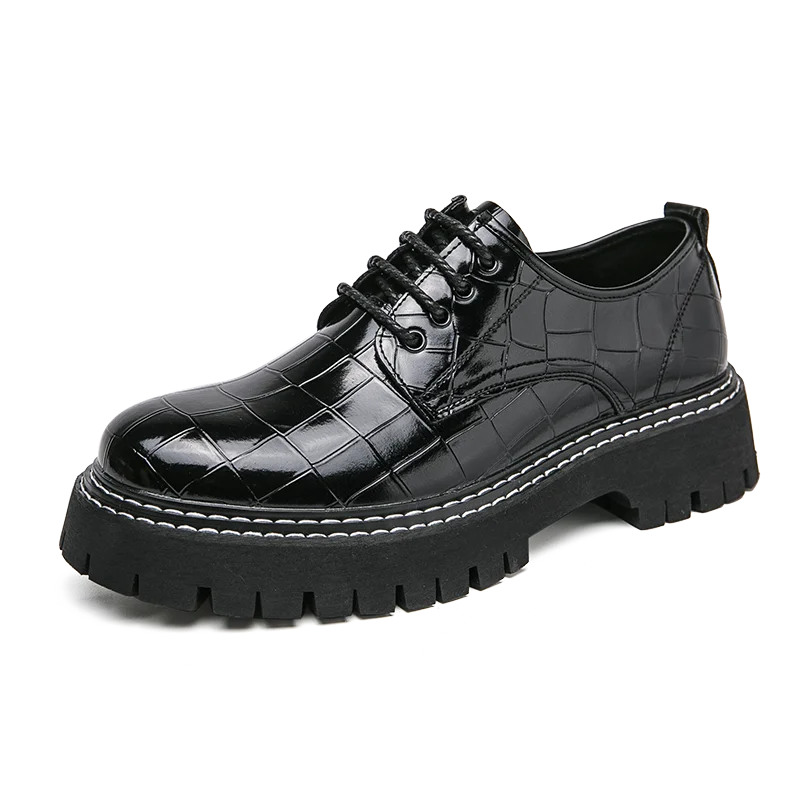 Derby Thick soled Men's Shoes Trendy British style Leisure Outdoor Fashion Party Plus Size Daily office youth leather shoes