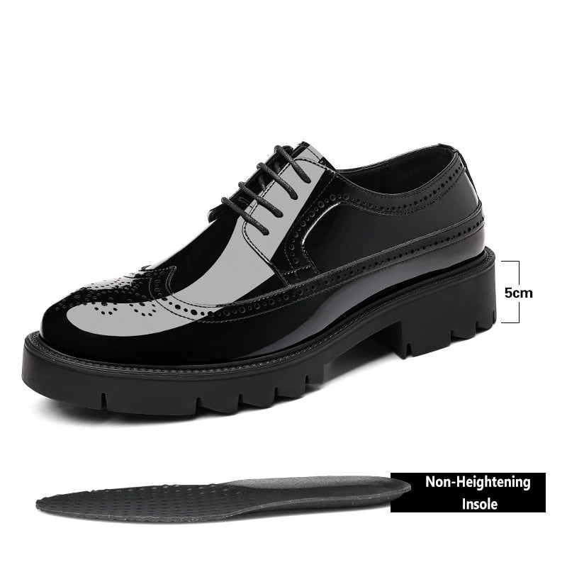 New Men Dress Shoes Elevator Shoes Genuine Leather Increase Business Lift Shoes Bright Upper For Man 8cm 10cm Heightening Shoes