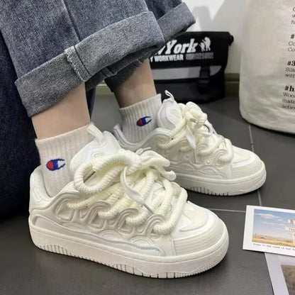 White Fashion Womens Sports Shoes Street Student Casual Platform Sneakers Running Harajuku Comfortable New Ladies Shoes