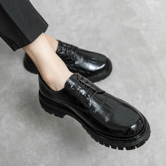 2024 Men's Thick soled Oxford Shoes Fashion Versatile Breathable Office Classic Business Luxury Designer Formal Crocodile Shoes