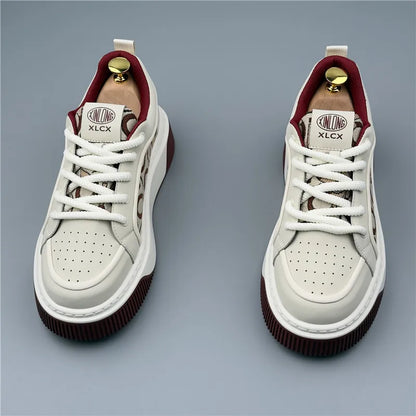 Luxury Designer Britain Men's Lace Up Color-blocked Thick Bottom Causal Board Shoes Flats Moccasins Male Walking Sneakers