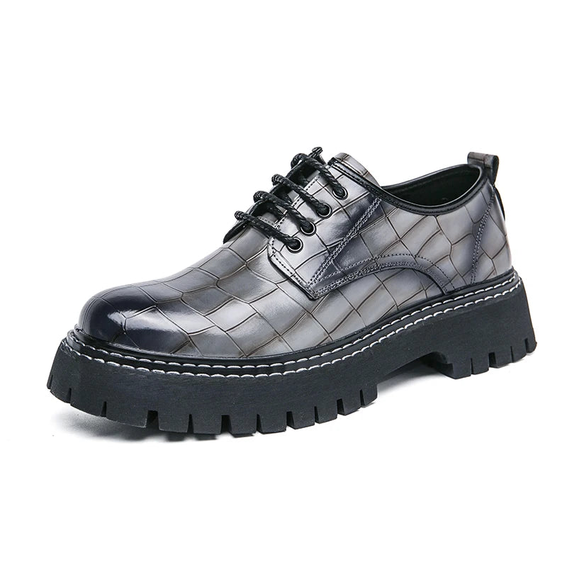 Derby Thick soled Men's Shoes Trendy British style Leisure Outdoor Fashion Party Plus Size Daily office youth leather shoes