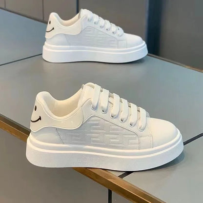 2025 Men's Breathable White Sneakers - Thick-Soled Casual Shoes, Comfortable Walking Shoes for Spring