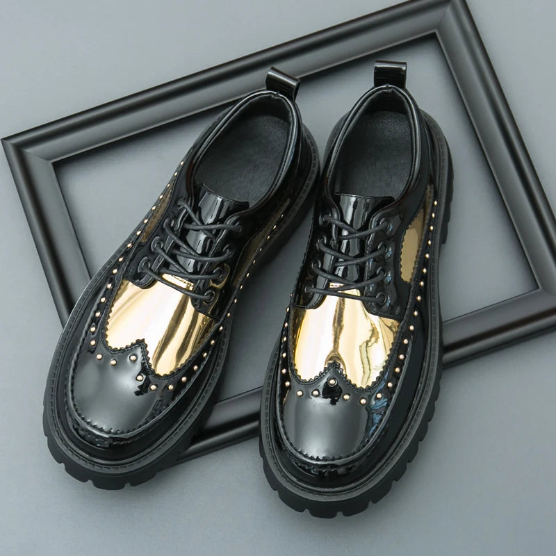 Men Casual Office Business Formal Oxford Thick Bottom Dress Shoes Men Gentleman Outdoor Patent Leather Wedding Shoes Fashion