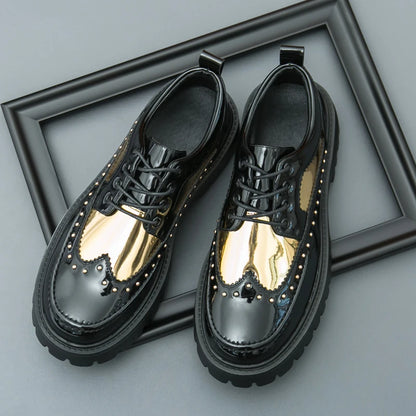Men Casual Office Business Formal Oxford Thick Bottom Dress Shoes Men Gentleman Outdoor Patent Leather Wedding Shoes Fashion