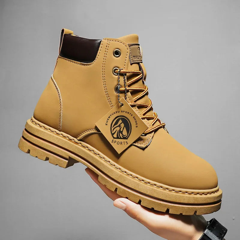 Men's Footwear Resistant Waterproof High-top Motorcycle Boots Soft Bottom Work Clothes Anti-slip Yellow Boots Men Cowboy Boots