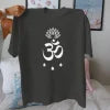 Whether Om symbol with lotus flower  pure cotton women's Tshirt comfort fit