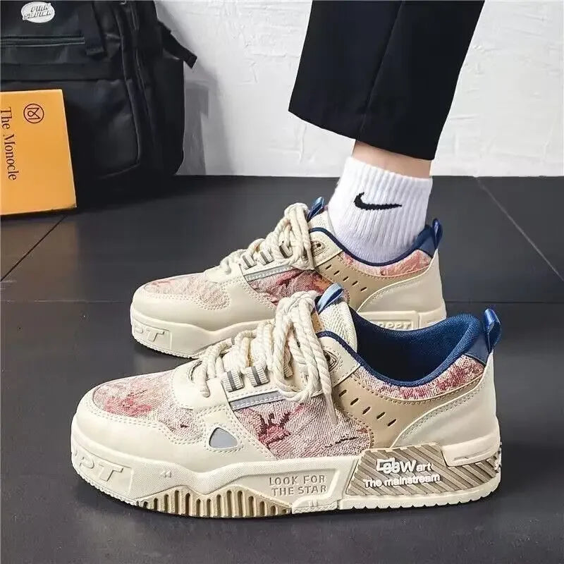 Spring and Autumn new breathable and comfortable shoes student trend versatile thick soled sports and leisure board shoes