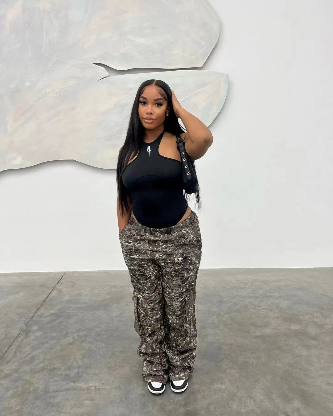 FAGADOER Casual Camouflage Cargo Pants Fashion Y2K Street Wide Leg Pants Women High Waisted Button Pocket Trousers Bottoms 2023