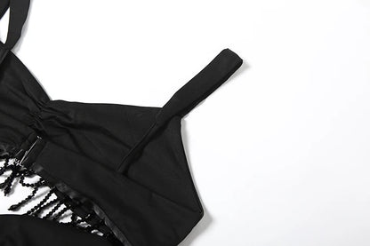 Weird Puss Sexy Hollow Tassel Women Dress Y2K Backless Sleeveless Side Ruched Summer Fashion Midnight Clubwear Backless Vestidos