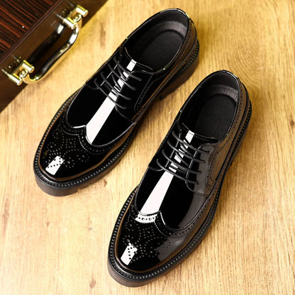 New Men Dress Shoes Elevator Shoes Genuine Leather Increase Business Lift Shoes Bright Upper For Man 8cm 10cm Heightening Shoes