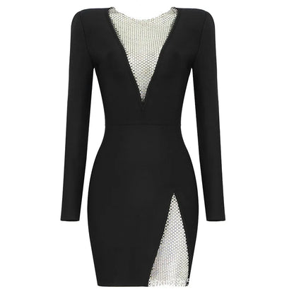 2025 New Arrival Diamond-encrusted See-through Dress Nightclub Tight-fitting Sexy Formal Dress