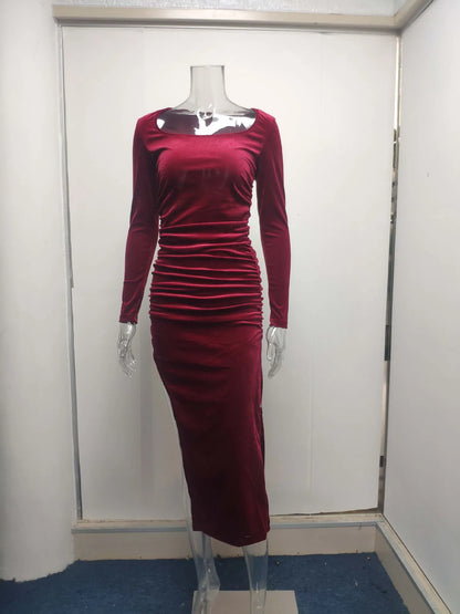 Dress Women Summer 2022 Women Europe New Split Sense Pure Color Led High Waist Dresses Casual Vestidos OLNAL8752