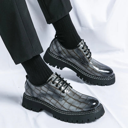 Fashion Thick Bottom Man Oxford Footwear Lace-Up Outdoor Male Shoes Fashion Casual Shoes Artificial Leather Mens Business Shoes
