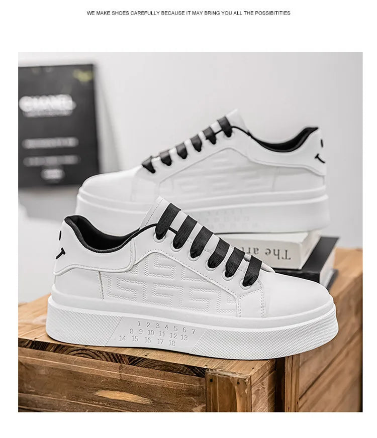 2025 Spring Autumn New Men's Shoes Breathable Comfortable White Shoes Men's Platform Sneakers Lace-up Casual Sports Shoes