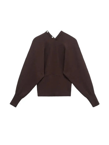 TRZA Women's Fashion Front Button V Neck Knit Cardigan Sweater Long Sleeve Fitted Hem Chic Outerwear Female Tops