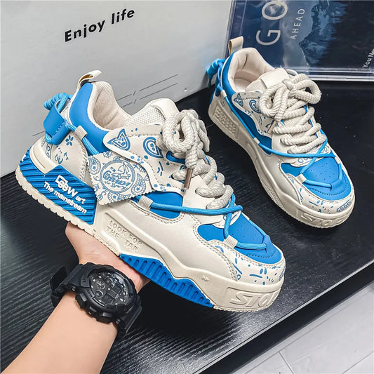 Men's Casual Board Shoes Thick sole Platform Height Increasing Shoes Korean version trend Board shoes Clunky Sneaker Dad Shoes