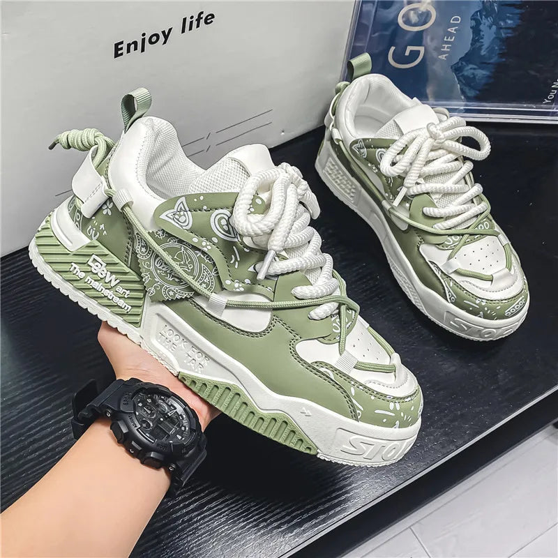 Men's Casual Board Shoes Thick sole Platform Height Increasing Shoes Korean version trend Board shoes Clunky Sneaker Dad Shoes