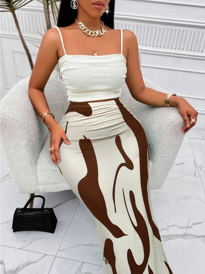 Long Skirts For Women Dressy Casual Graphic Zebra Print Pleated Skirts Spring New Fashion Elastic High Waist Geometry Streetwear