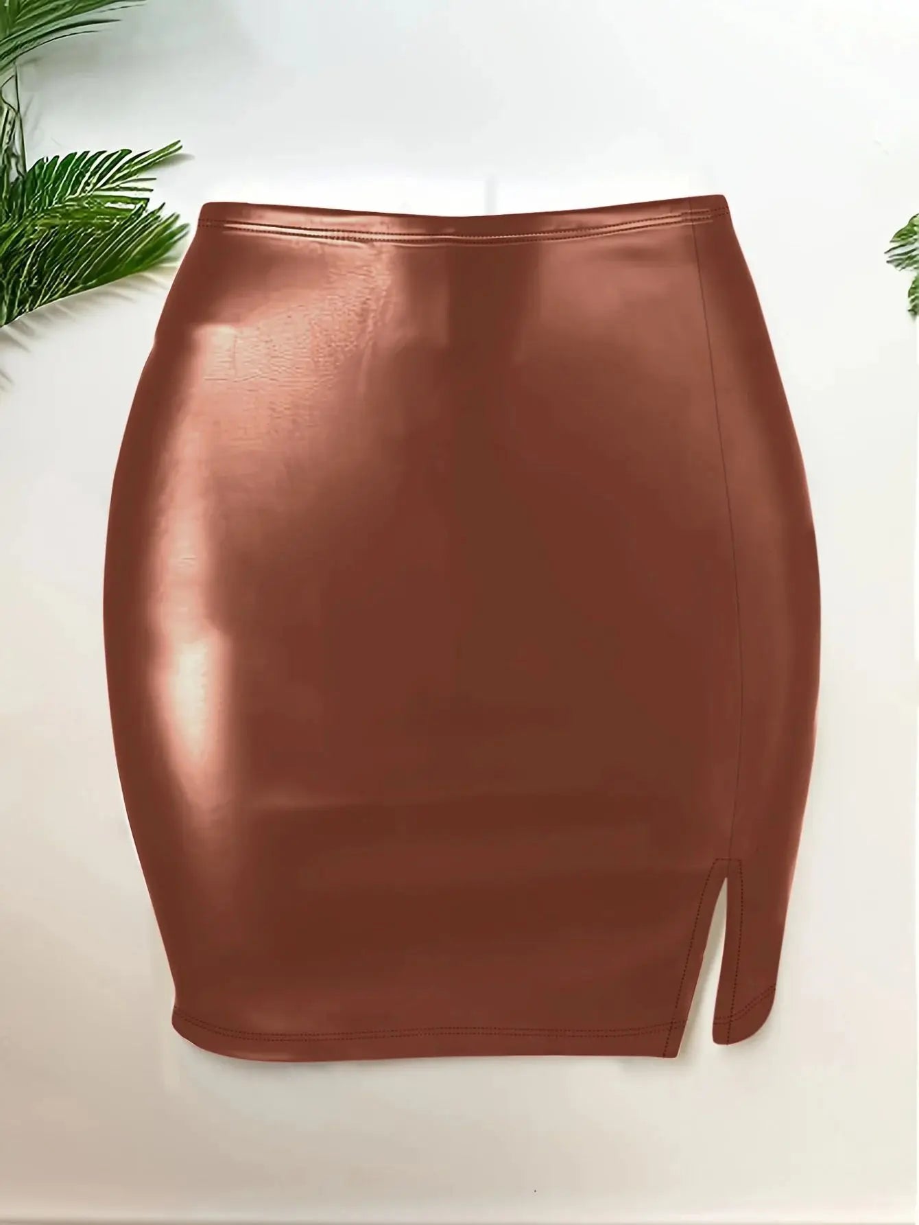 Sexy High Waist Wrapped Hip Leather Skirt for Women Comfortable Bla Sle 2024 Autumn Season Other Material 00%