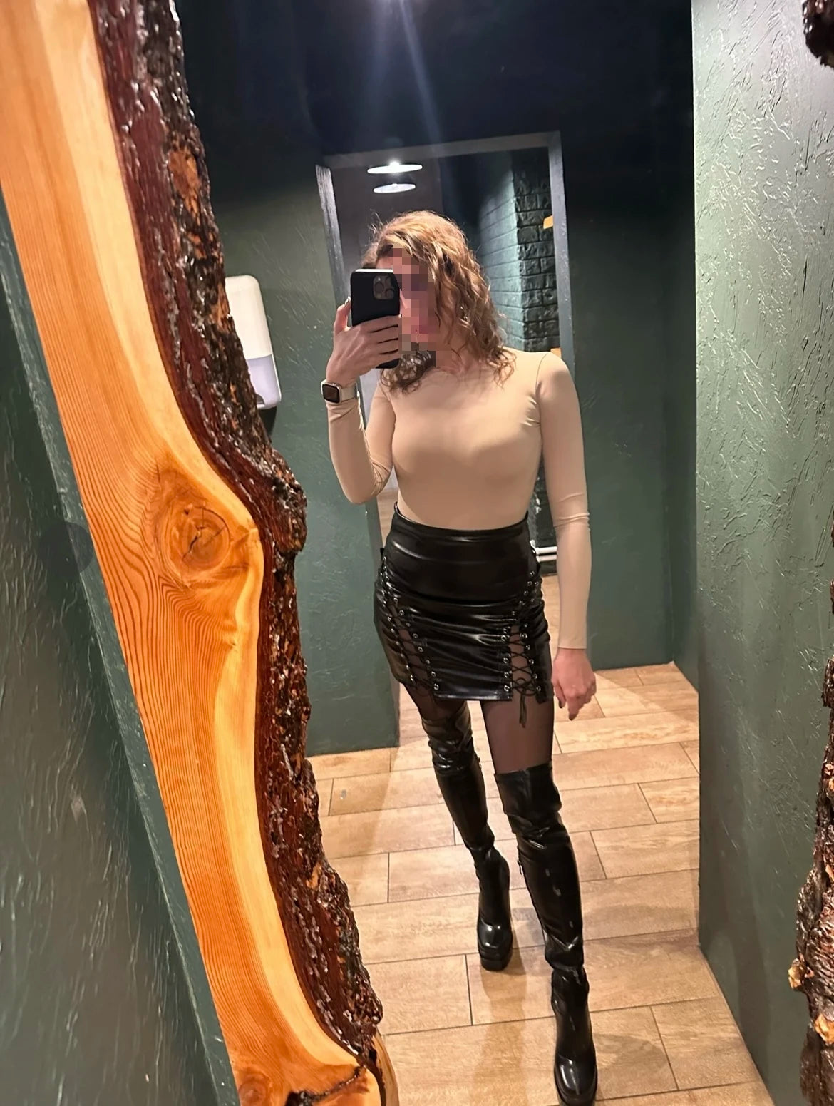 Lace-Up PU Leather Skirt for Woman 2023 New Fashion High Waist Sexy Eyelet Skinny Solid Color Bodycon Mini Skirts Night Out