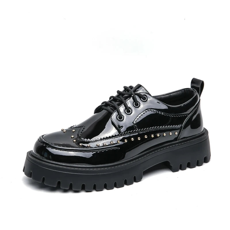 Men Casual Office Business Formal Oxford Thick Bottom Dress Shoes Men Gentleman Outdoor Patent Leather Wedding Shoes Fashion