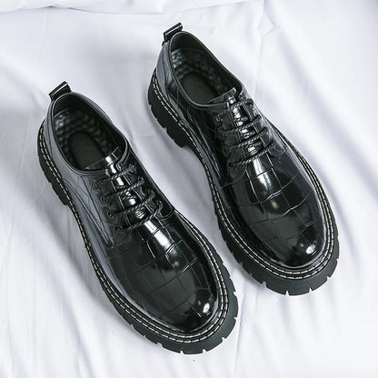 Derby Thick soled Men's Shoes Trendy British style Leisure Outdoor Fashion Party Plus Size Daily office youth leather shoes
