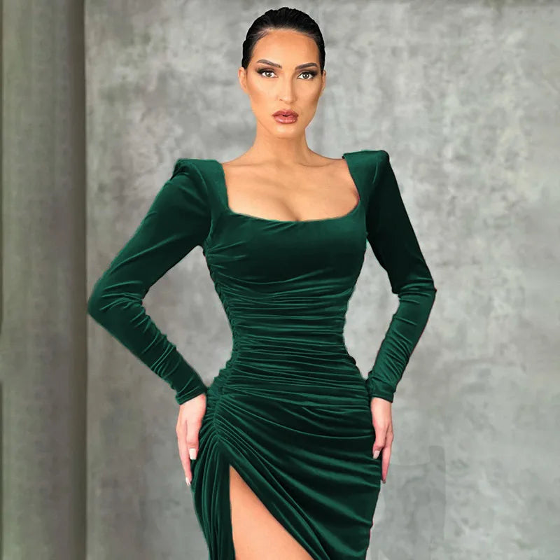 Dress Women Summer 2022 Women Europe New Split Sense Pure Color Led High Waist Dresses Casual Vestidos OLNAL8752