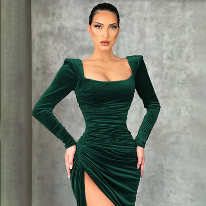 Dress Women Summer 2022 Women Europe New Split Sense Pure Color Led High Waist Dresses Casual Vestidos OLNAL8752
