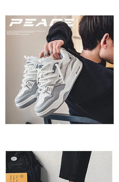 Men's Vulcanized Shoes Trendy Personalized Teenagers Casual Shoes Round Toe Lace-Up Plus Size Platform Shoes Men Shose For Sale