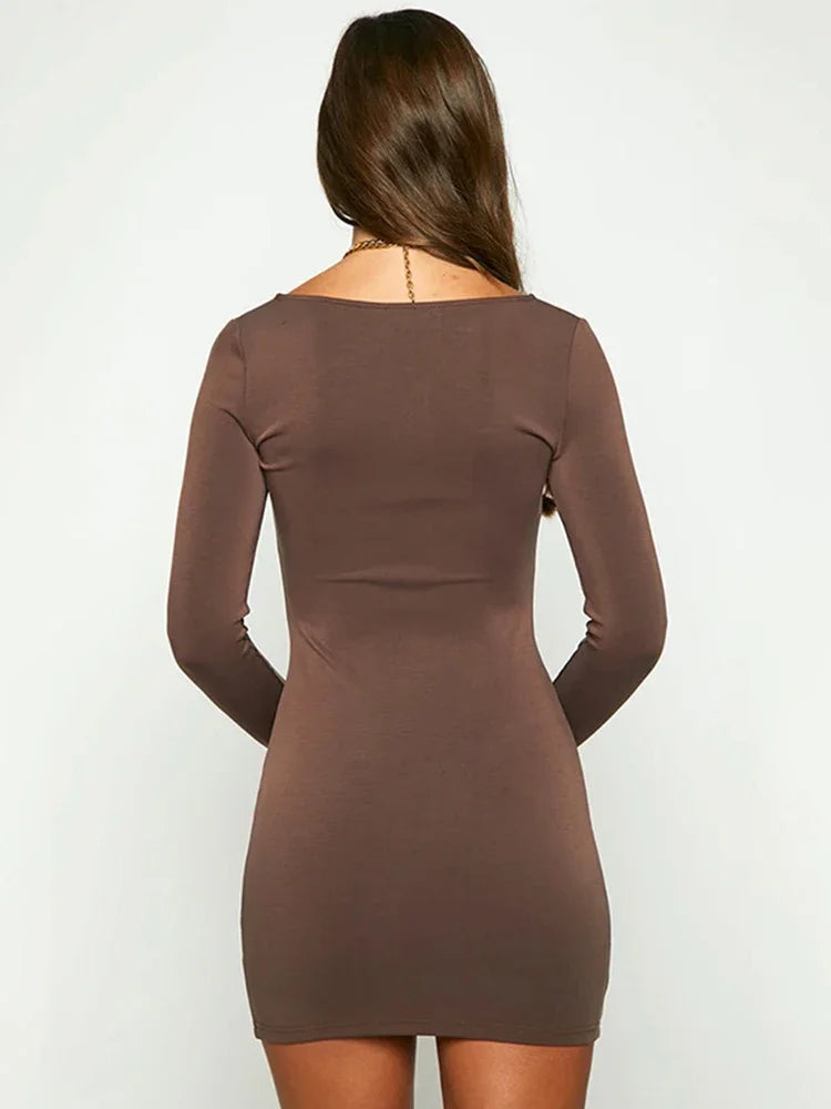 Backless 2024 Winter Bodycon Club Mini Dresses Slim Women Evening Party Clubwear Sexy Package Hip Dress Autumn Robe Wear